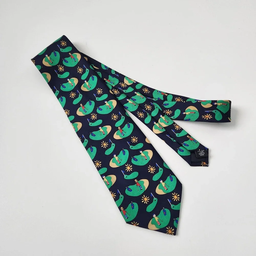 Save the Children Collection‎ by Randa Corp Mens Navy Golf Theme Silk Tie 58
